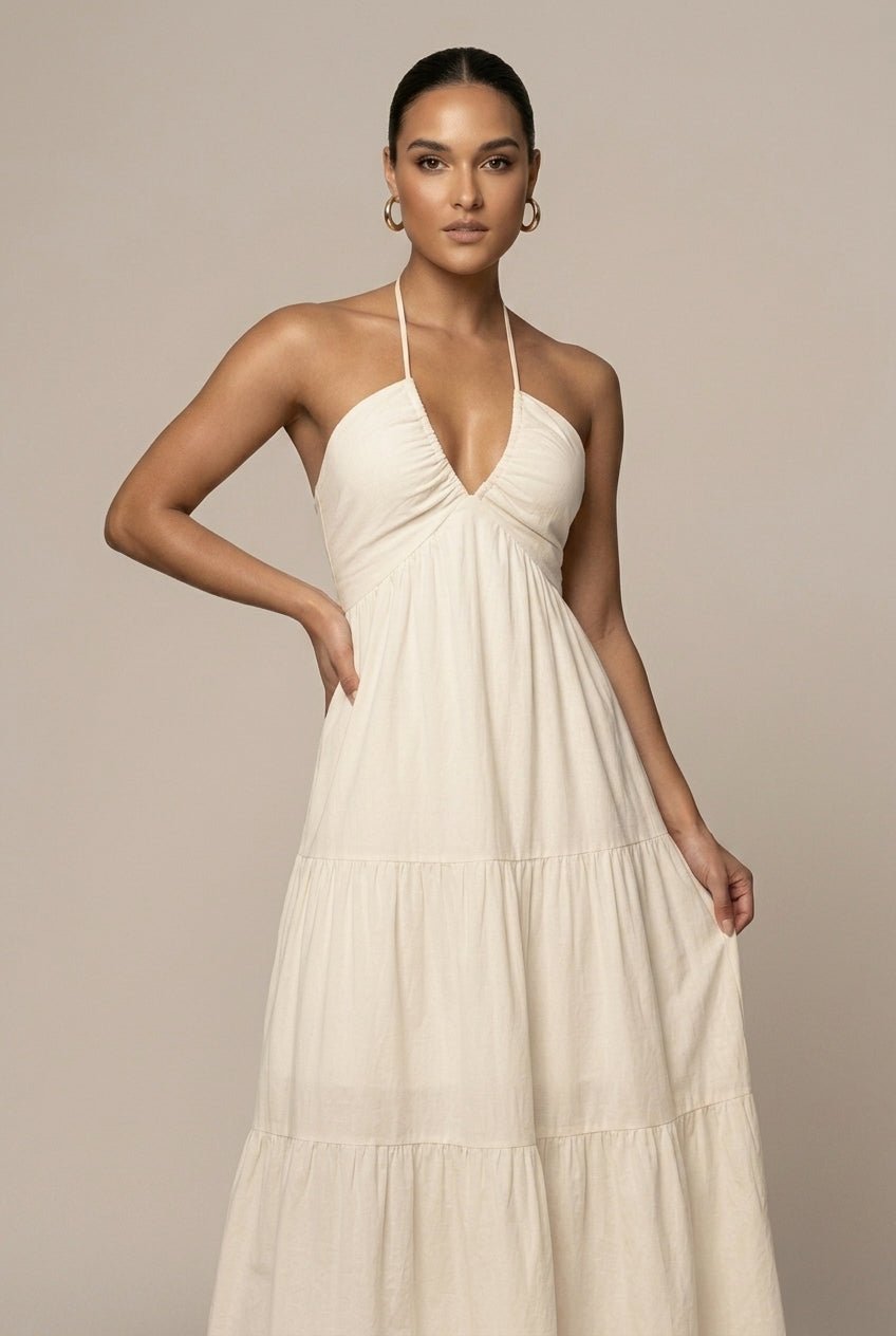 Willa Maxi Dress | Flowy Halter Neck, Tiered Ruffle for Summer Weddings 3