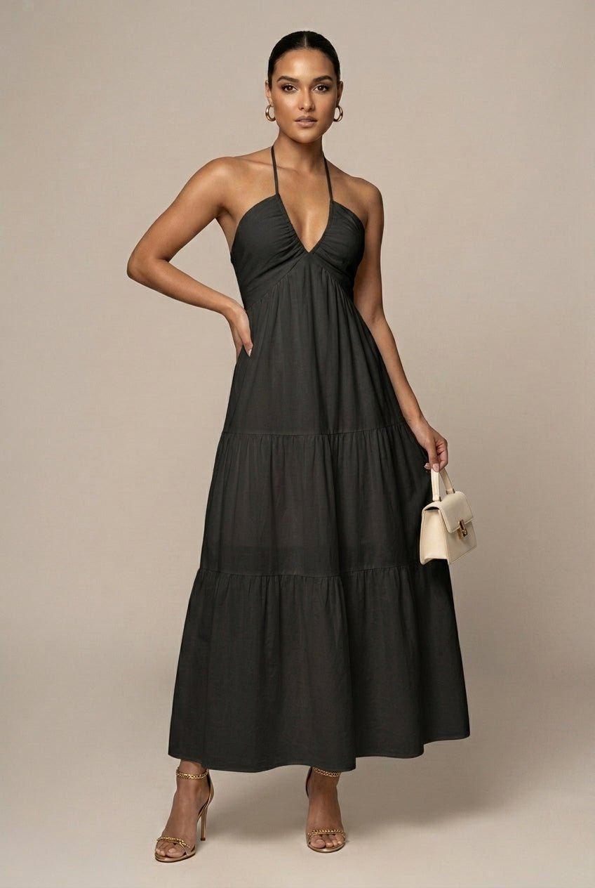 Willa Maxi Dress | Flowy Halter Neck, Tiered Ruffle for Summer Weddings 4