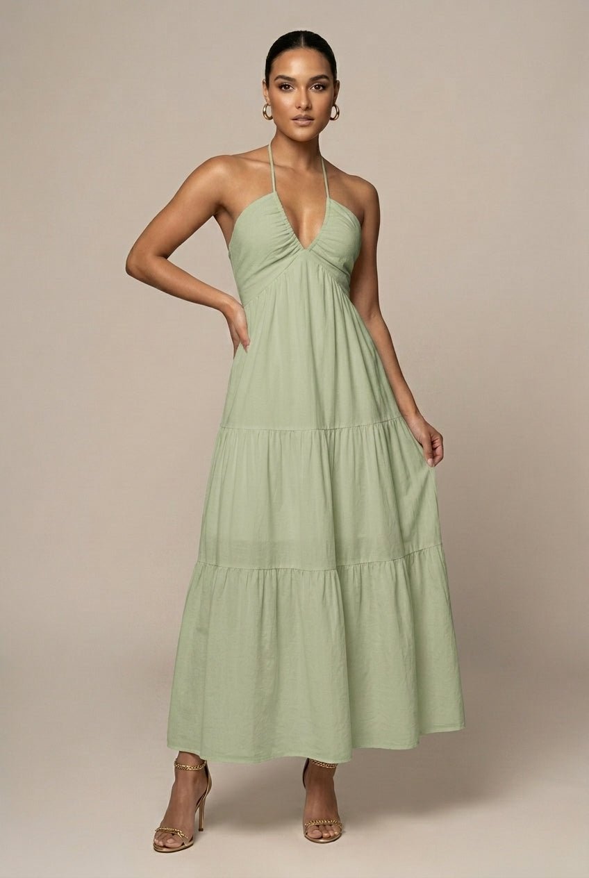 Willa Maxi Dress | Flowy Halter Neck, Tiered Ruffle for Summer Weddings 5