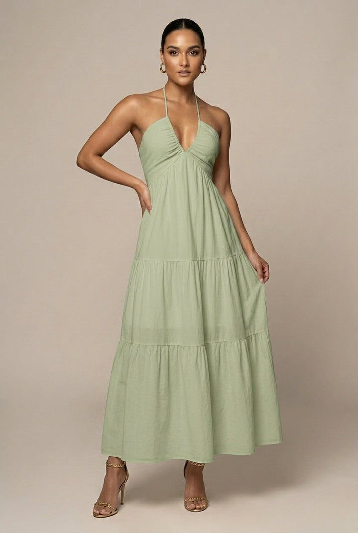 Willa Maxi Dress | Flowy Halter Neck, Tiered Ruffle for Summer Weddings 5
