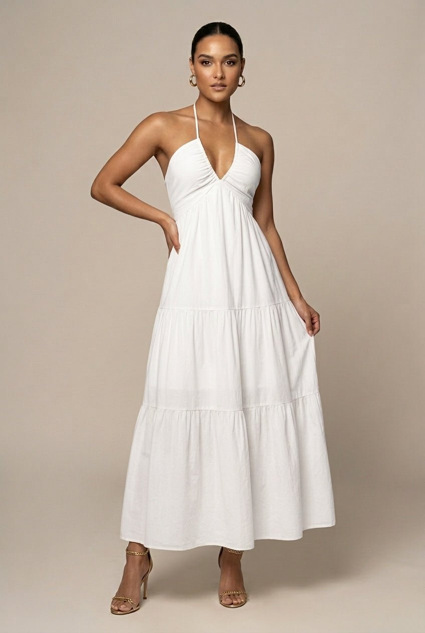 Willa Maxi Dress | Flowy Halter Neck, Tiered Ruffle for Summer Weddings 6