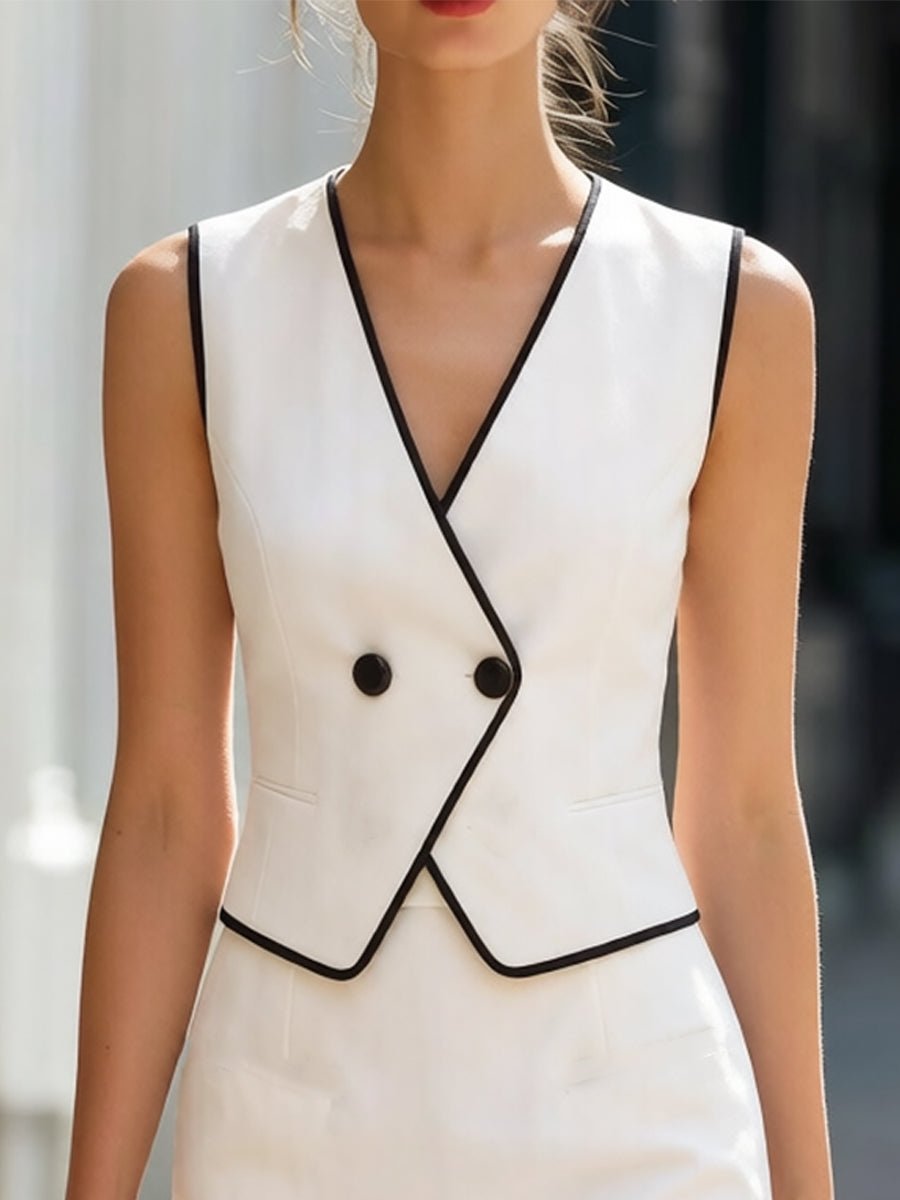 Wina Women's Suit | Double-Breasted Vest, Mini Skirt, Crepe Blend 1