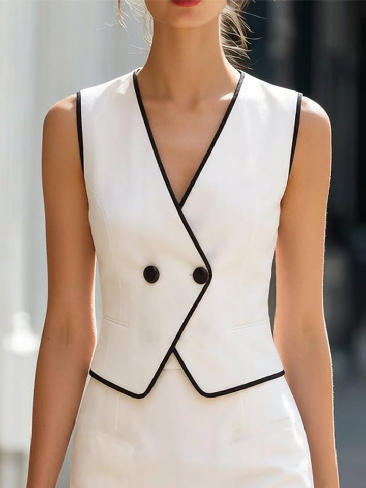 Wina Women's Suit | Double-Breasted Vest, Mini Skirt, Crepe Blend 1
