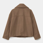 Women’s Cropped Double-Breasted Coat with Lapel Collar