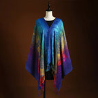 Women’s Multicolor Jacquard Woven Scarf with Feather Design