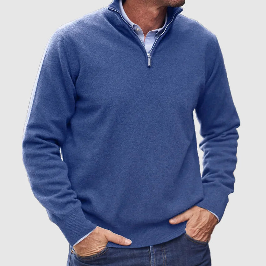 Frederico | Italian cashmere blend sweater for men with zipper.