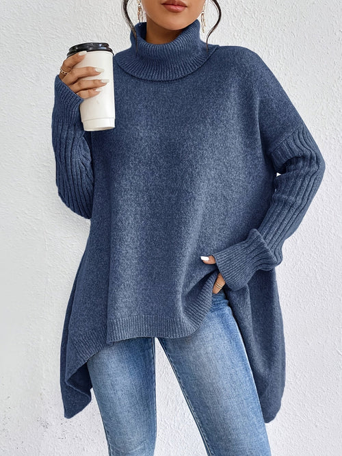 Aurelia High Neck Sweater in soft fabric, featuring a draped design for ultimate comfort and style. - 1
