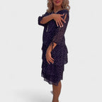 Elegant Cleo Classic Dress featuring a stylish polka dot layered design, perfect for formal occasions and sophisticated outings. - 4