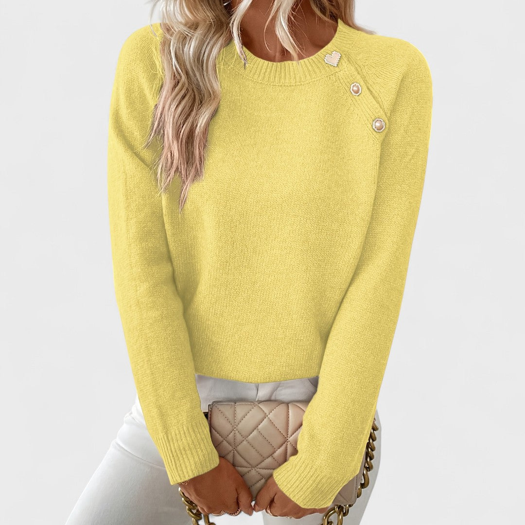 Roxanne | Elegant Women’s Asymmetrical One-Shoulder Sweater with Buttons