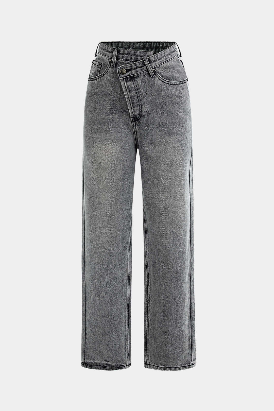 Asymmetric | Waist Straight Leg Jeans
