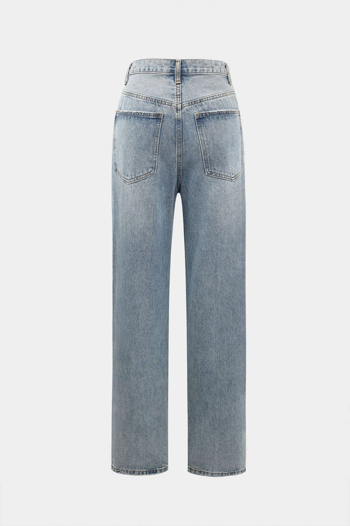 Asymmetric | Waist Straight Leg Jeans