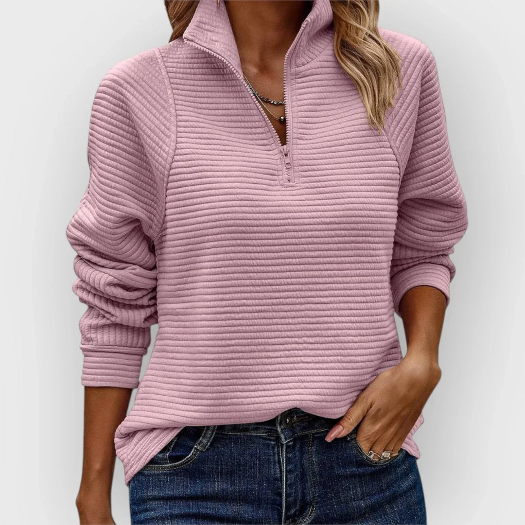 Alana Half-Zip Pullover in soft fabric featuring a flattering fit, perfect for casual wear and layering in cooler weather. - 1