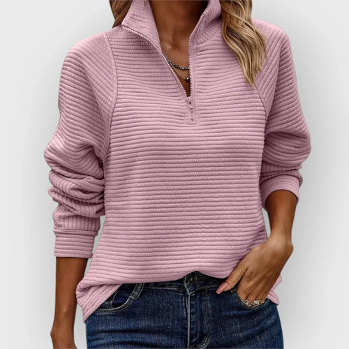 Alana Half-Zip Pullover in soft fabric featuring a flattering fit, perfect for casual wear and layering in cooler weather. - 1