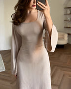 Nori | Striped Knit Maxi Dress with Sleeves