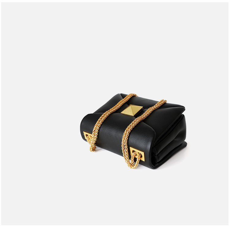 Stylish Glamco Chain Bag featuring a premium leather-look design adorned with elegant gold rivets, perfect for adding a touch of sophistication to any outfit. - 11