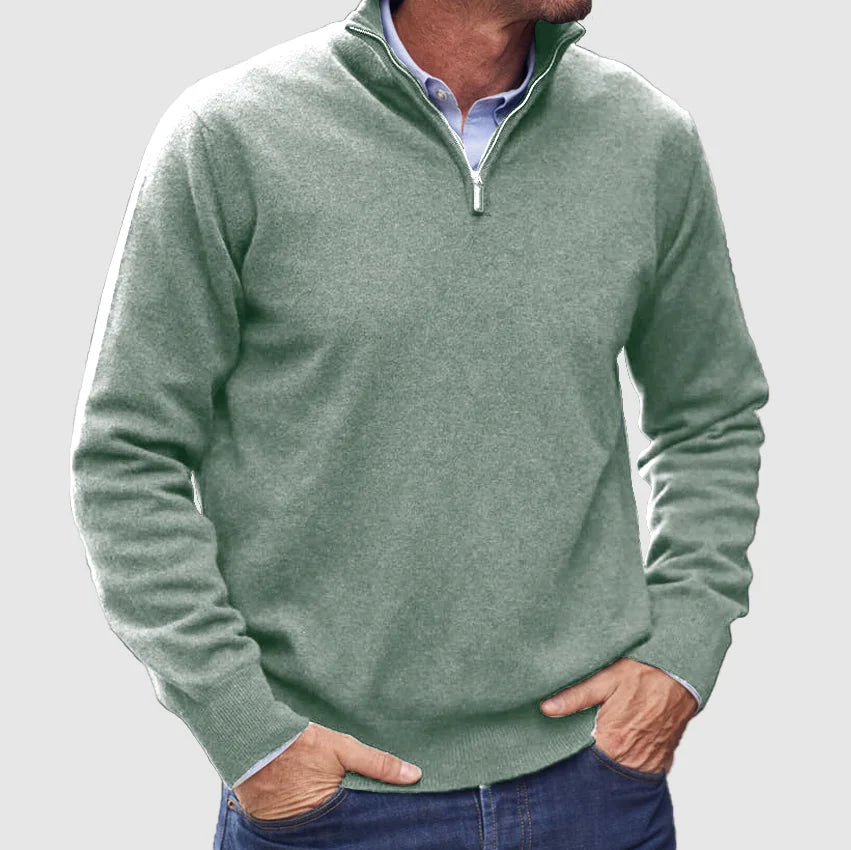 Frederico | Italian cashmere blend sweater for men with zipper.