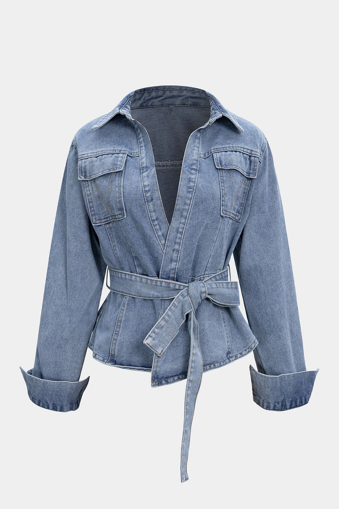 Denim | Tie-Up Long Sleeve Shirt