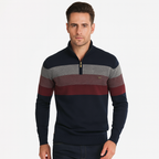 Quest Quarter-Zip Sweater featuring a stylish striped design, made from a soft cotton blend, designed for a relaxed fit perfect for casual outings and layering - 1