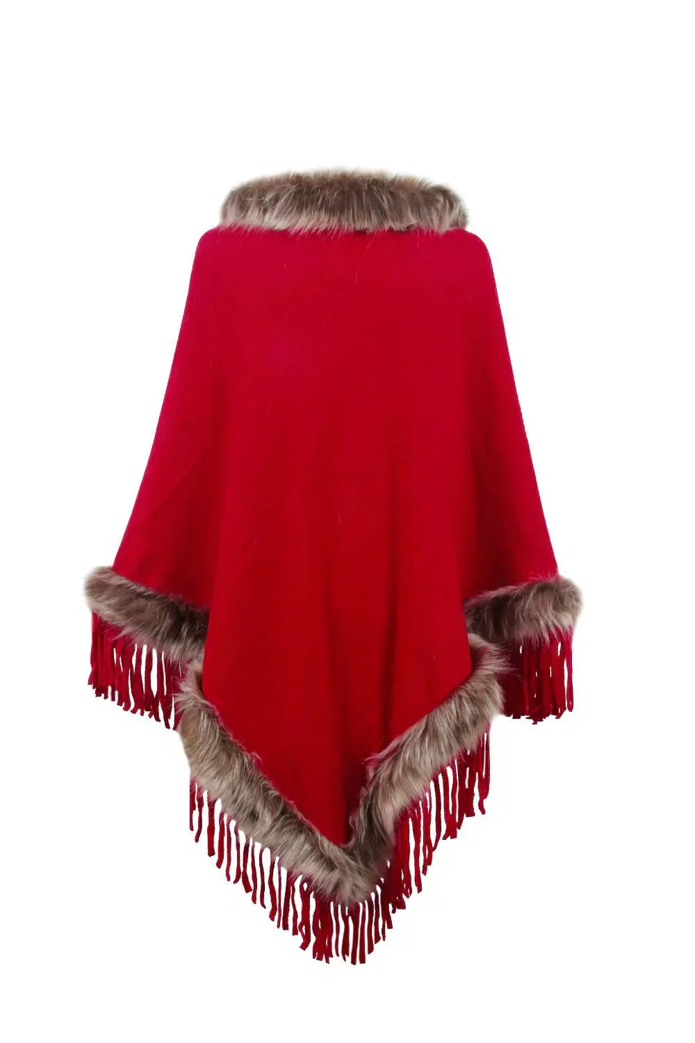 Faux Fur-Trimmed Poncho | Luxurious Knit | Cozy and Stylish