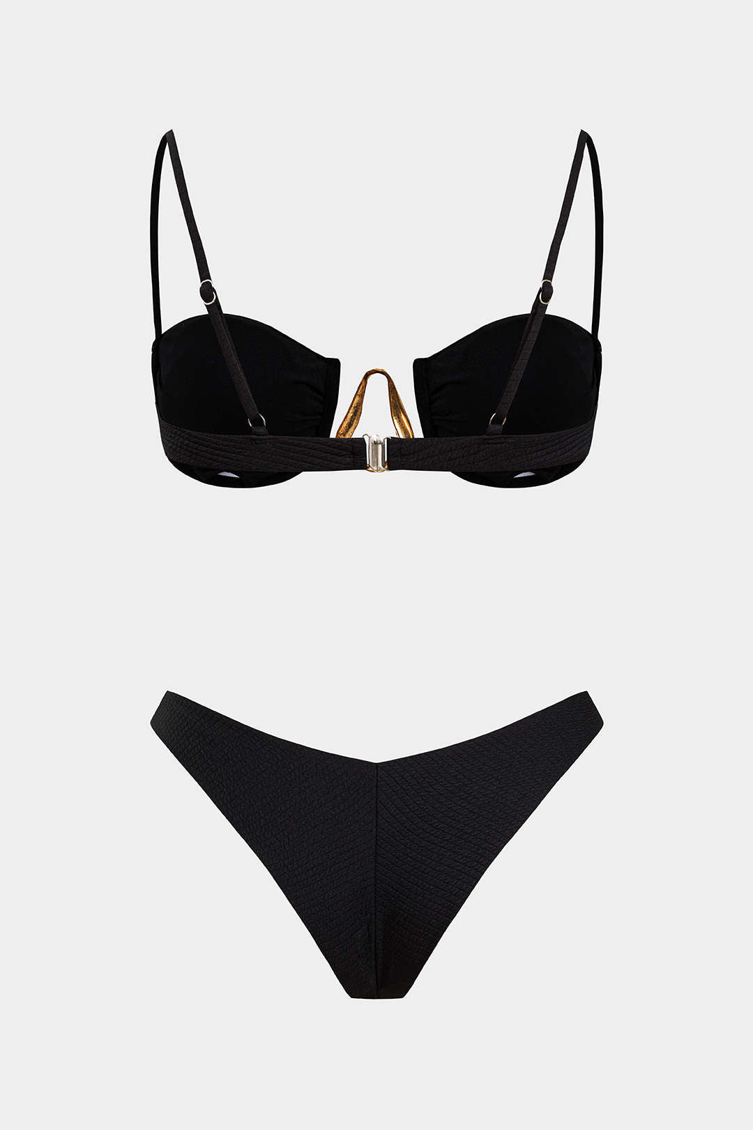 Chiffon Metallic Decor High-Waisted Bikini Set
