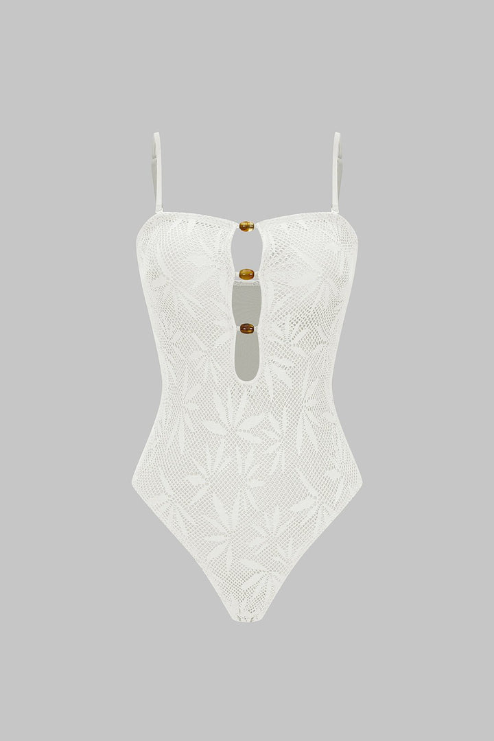 Beaded Backless Slip One-Piece Swimsuit