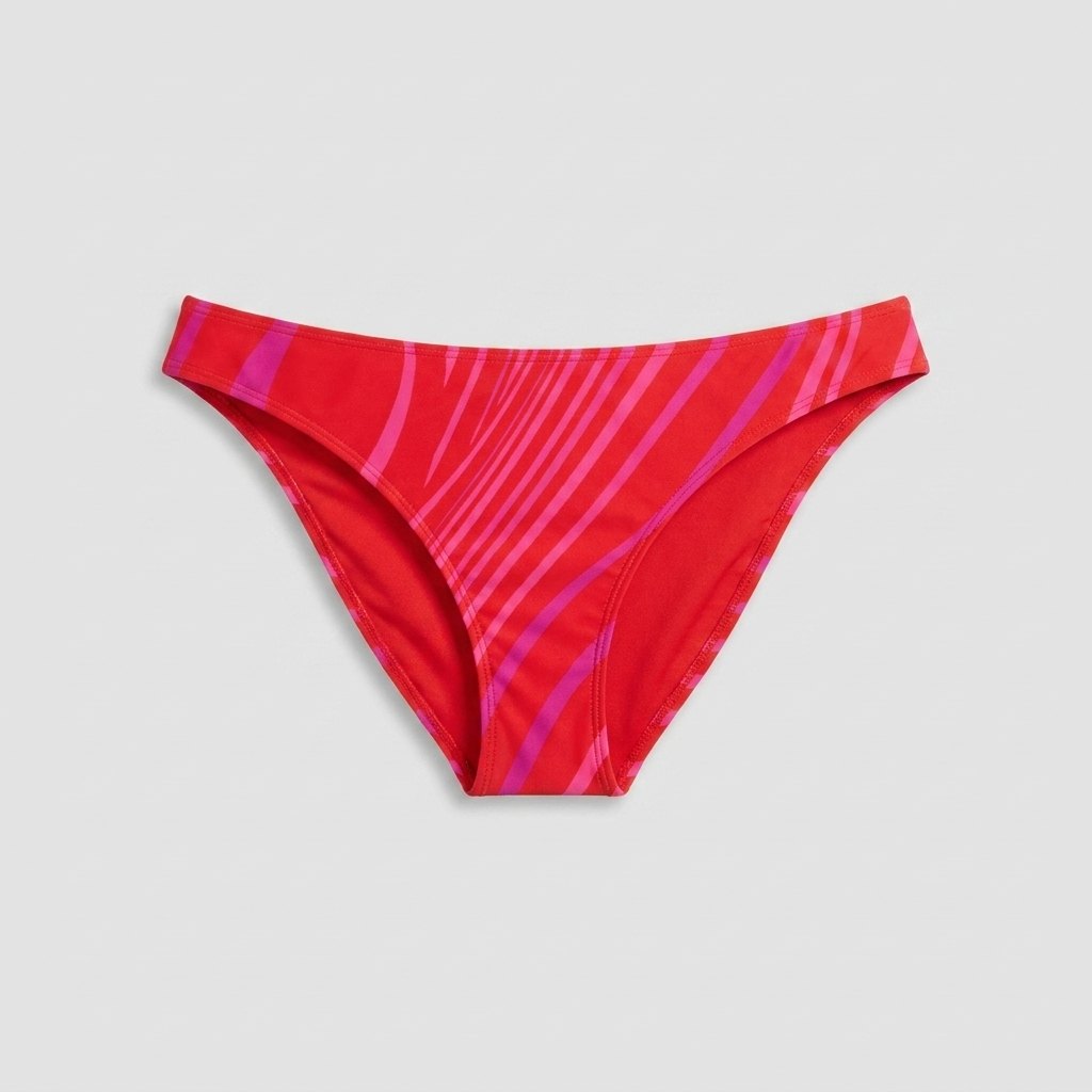 Cove high-leg bikini bottom in flame red diagonal stripe, back