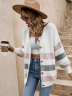 Alayah | Striped Button-Down Cardigan