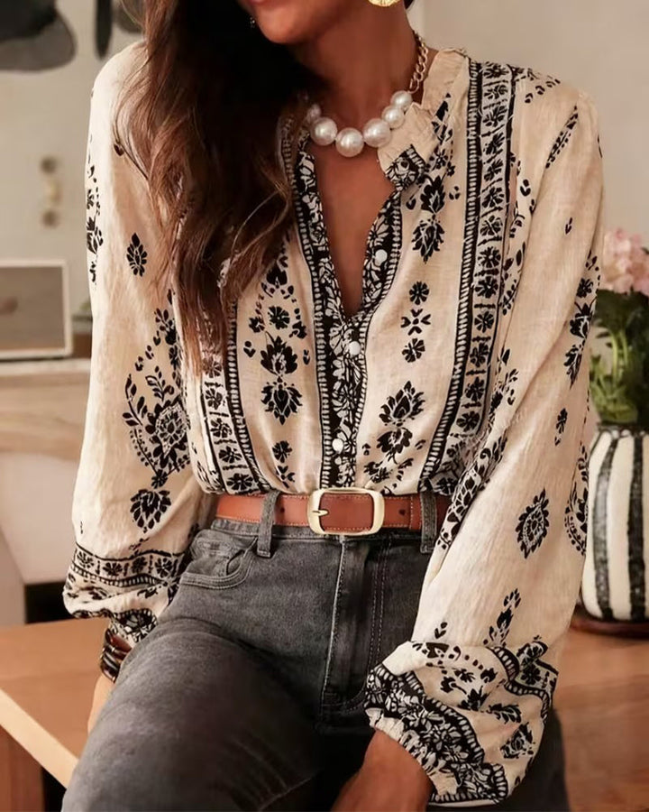 Rosie | Elegant Floral Printed Blouse Long Sleeves