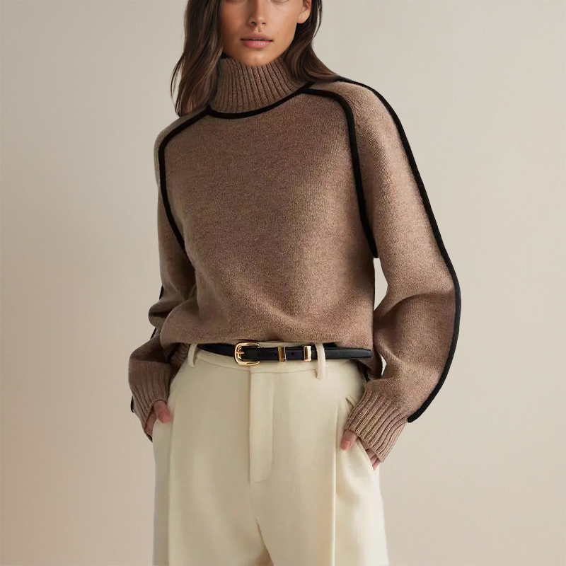 Dora | Stylish striped turtleneck sweater