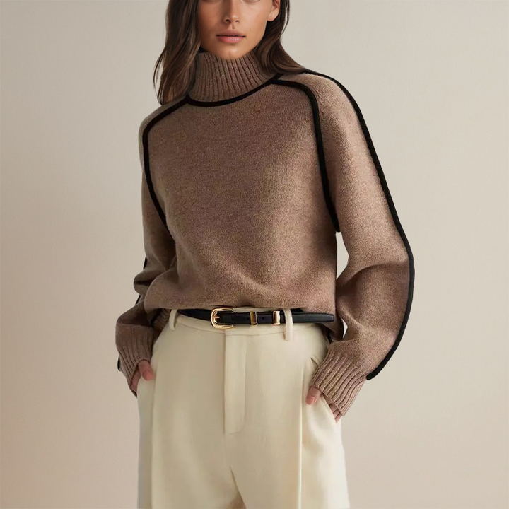 Dora | Stylish striped turtleneck sweater