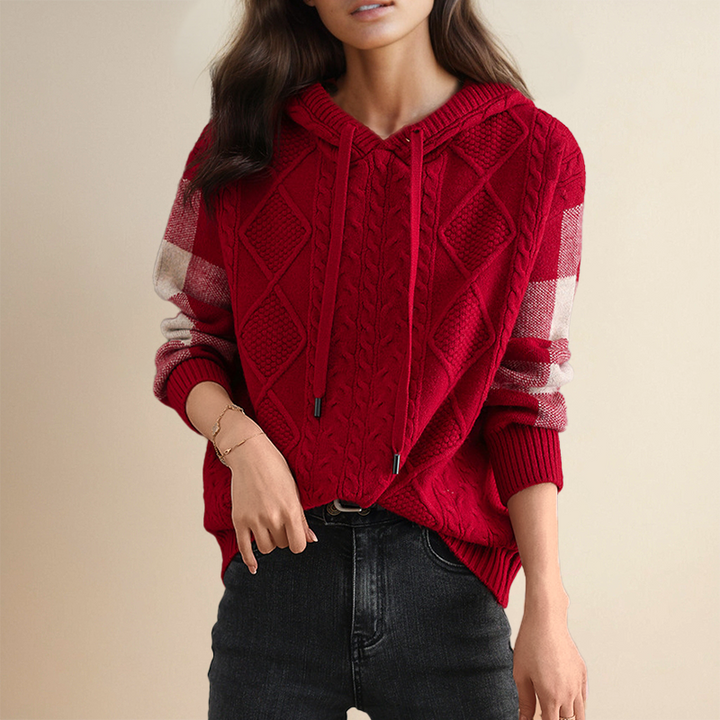 Elysia Hoodie Sweater in ultra-soft cable knit featuring a relaxed fit, perfect for cozy casual wear. - 8