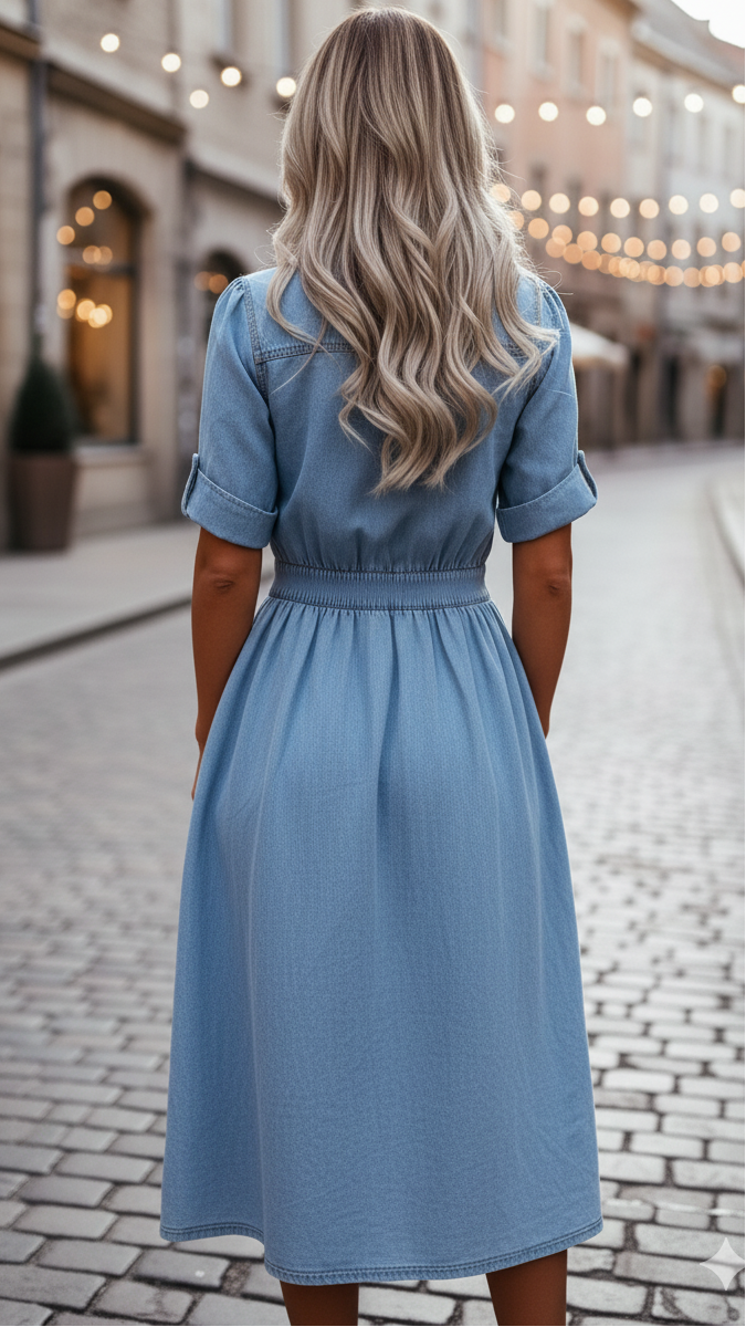 Isabelle | Belted Denim Shirt Dress