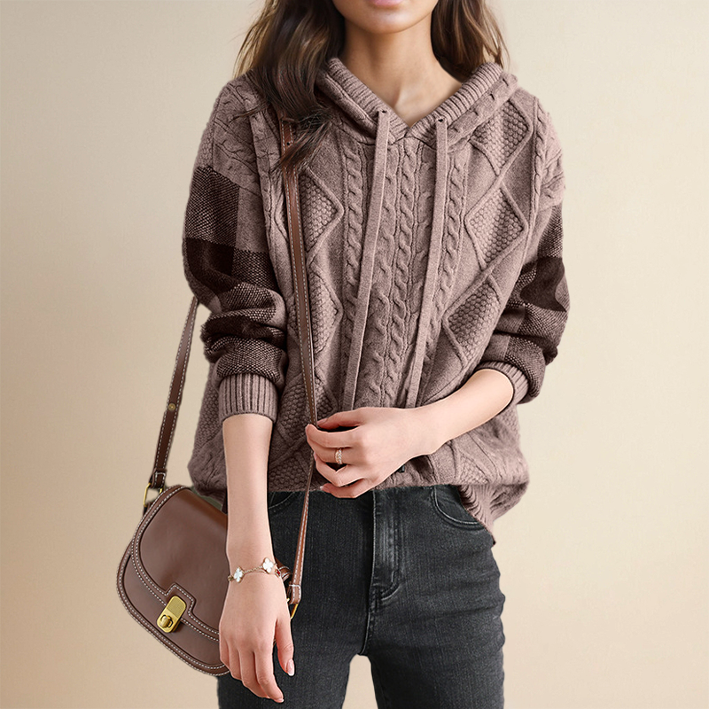 Elysia Hoodie Sweater in ultra-soft cable knit featuring a relaxed fit, perfect for cozy casual wear. - 2