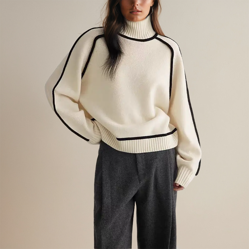 Dora | Stylish striped turtleneck sweater