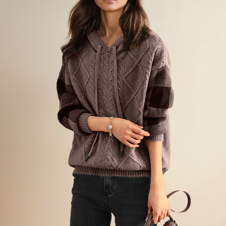 Elysia Hoodie Sweater in ultra-soft cable knit featuring a relaxed fit, perfect for cozy casual wear. - 6