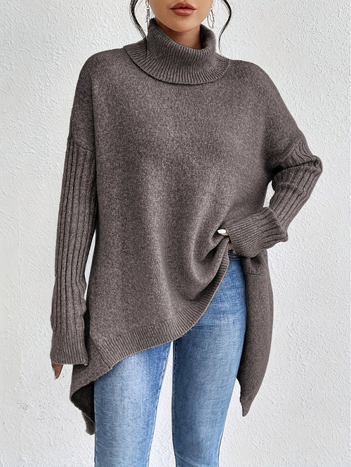 Aurelia High Neck Sweater in soft fabric, featuring a draped design for ultimate comfort and style. - 2