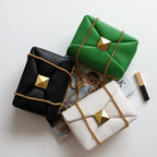 Stylish Glamco Chain Bag featuring a premium leather-look design adorned with elegant gold rivets, perfect for adding a touch of sophistication to any outfit. - 3