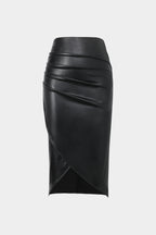 Fina Midi Skirt in faux leather with a comfortable stretch fit, perfect for stylish casual or dressy occasions. - 1