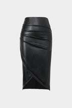 Fina Midi Skirt in faux leather with a comfortable stretch fit, perfect for stylish casual or dressy occasions. - 11