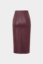 Fina Midi Skirt in faux leather with a comfortable stretch fit, perfect for stylish casual or dressy occasions. - 7