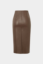 Fina Midi Skirt in faux leather with a comfortable stretch fit, perfect for stylish casual or dressy occasions. - 8
