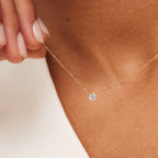 Clea Moissanite Necklace featuring a stunning, sparkling moissanite pendant set in a sleek, elegant design, perfect for adding a touch of timeless - 1