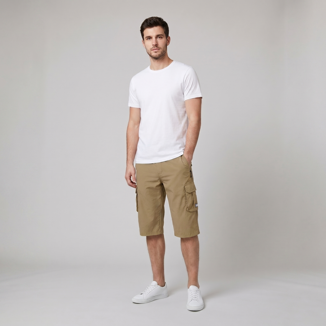 Maverick cargo shorts khaki - model C full