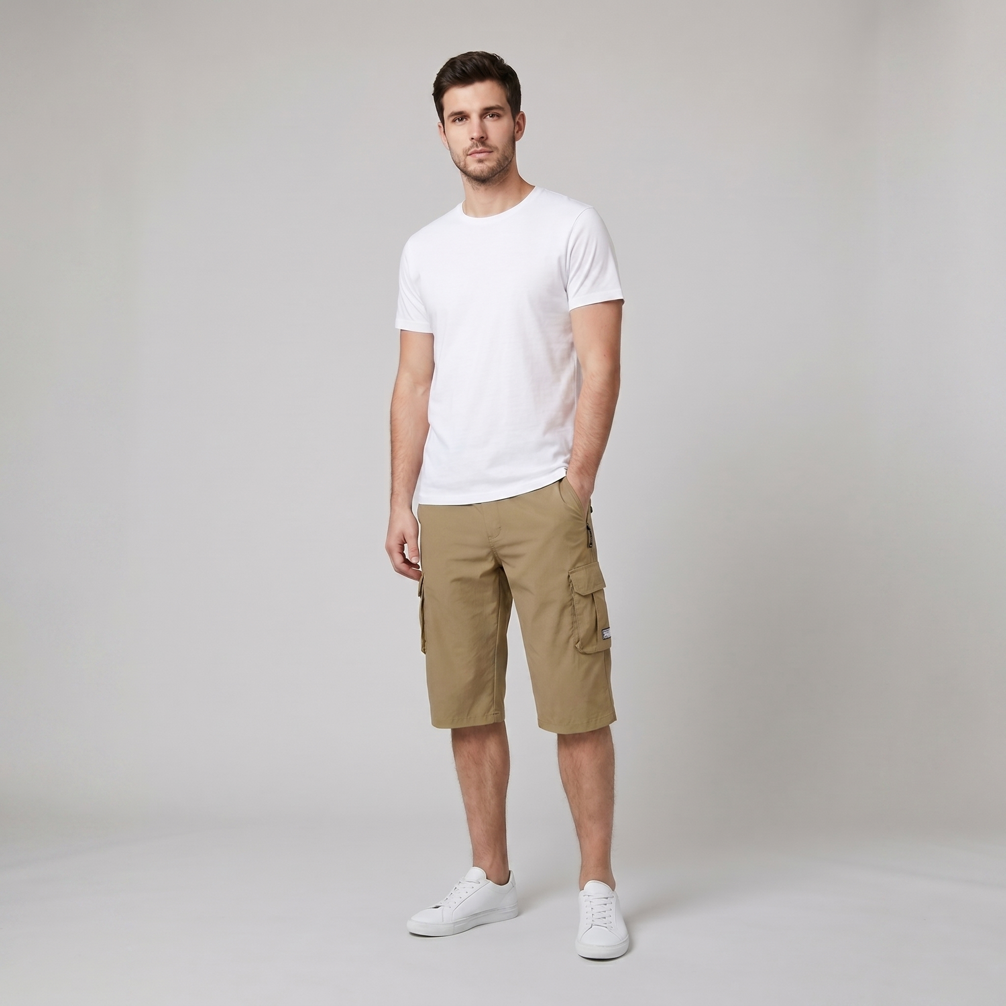 Maverick cargo shorts khaki - model C full