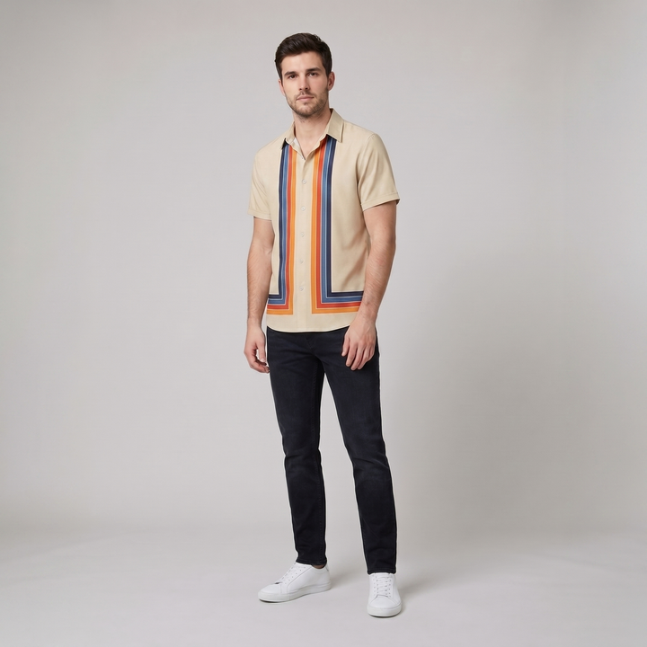 Teddy retro shirt beige - model C 3/4