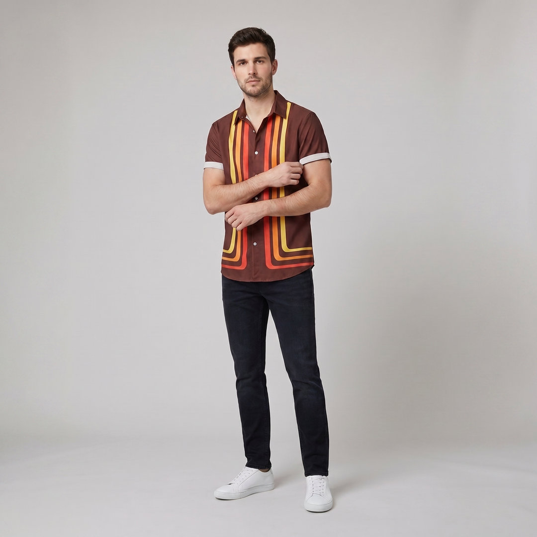 Teddy retro shirt brown - model C