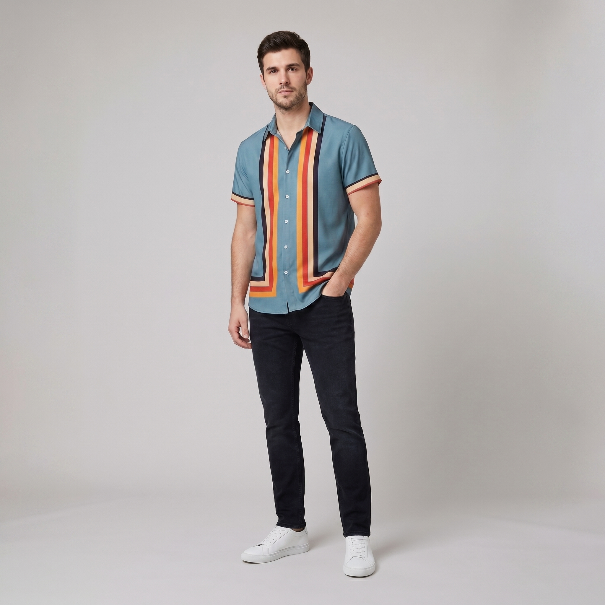 Teddy retro shirt blue - model C
