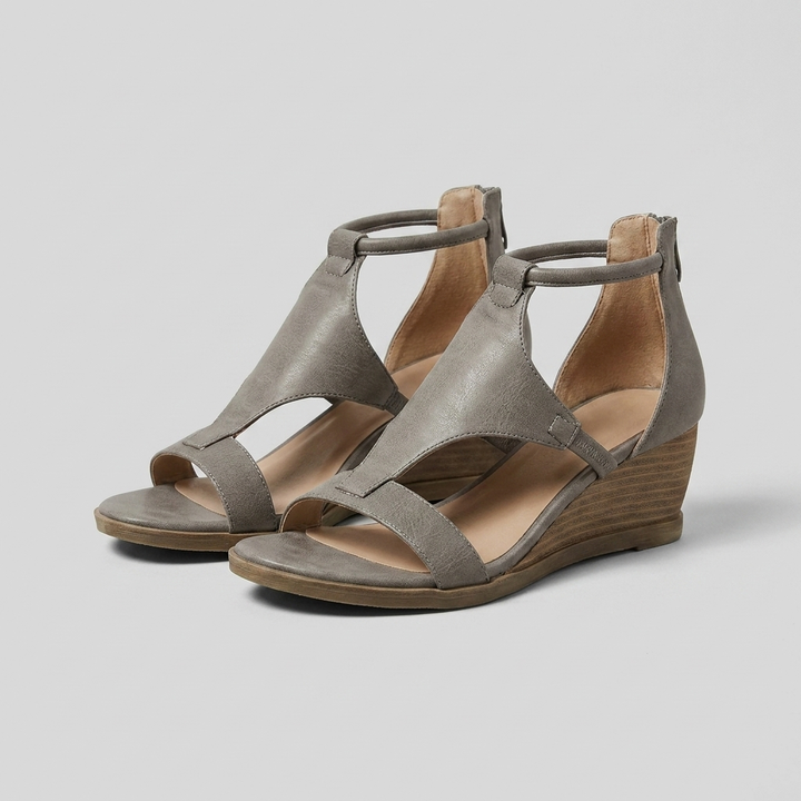 Rosa wedge sandals gray faux leather - The store Vancouver