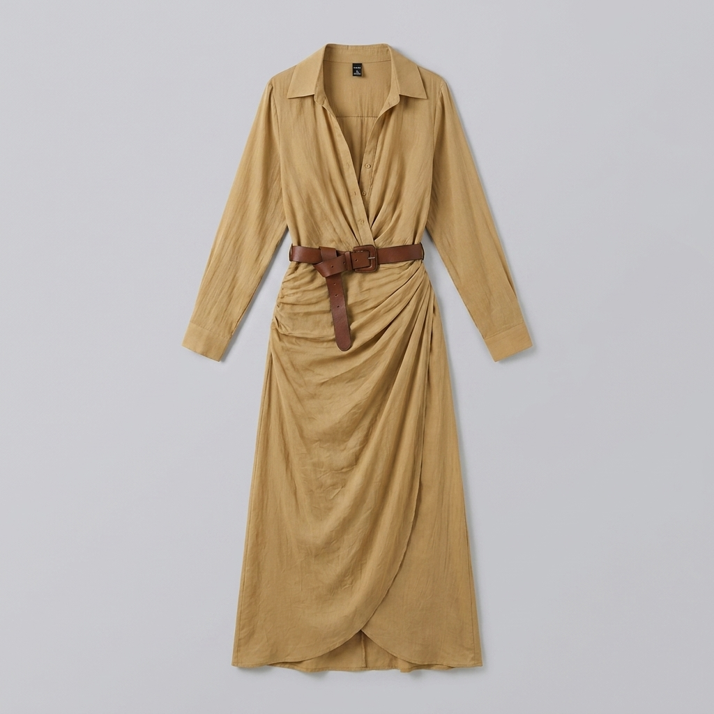 Luna lapel maxi shirt dress product flat-lay