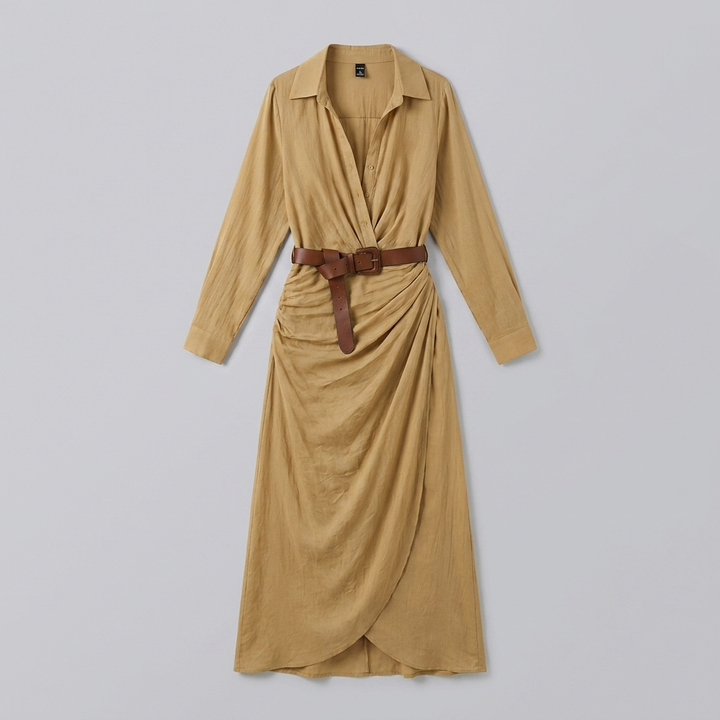 Luna lapel maxi shirt dress product flat-lay